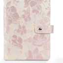 Aesthetic A5 6 Ring Binder Refillable Notebook Budget Binder Magnet Closure Fabric Pink Peach Blossom Binder 5.5 x 8.5 Loose Leaf Planner with 7 Tabbed Dividers for Women School Office