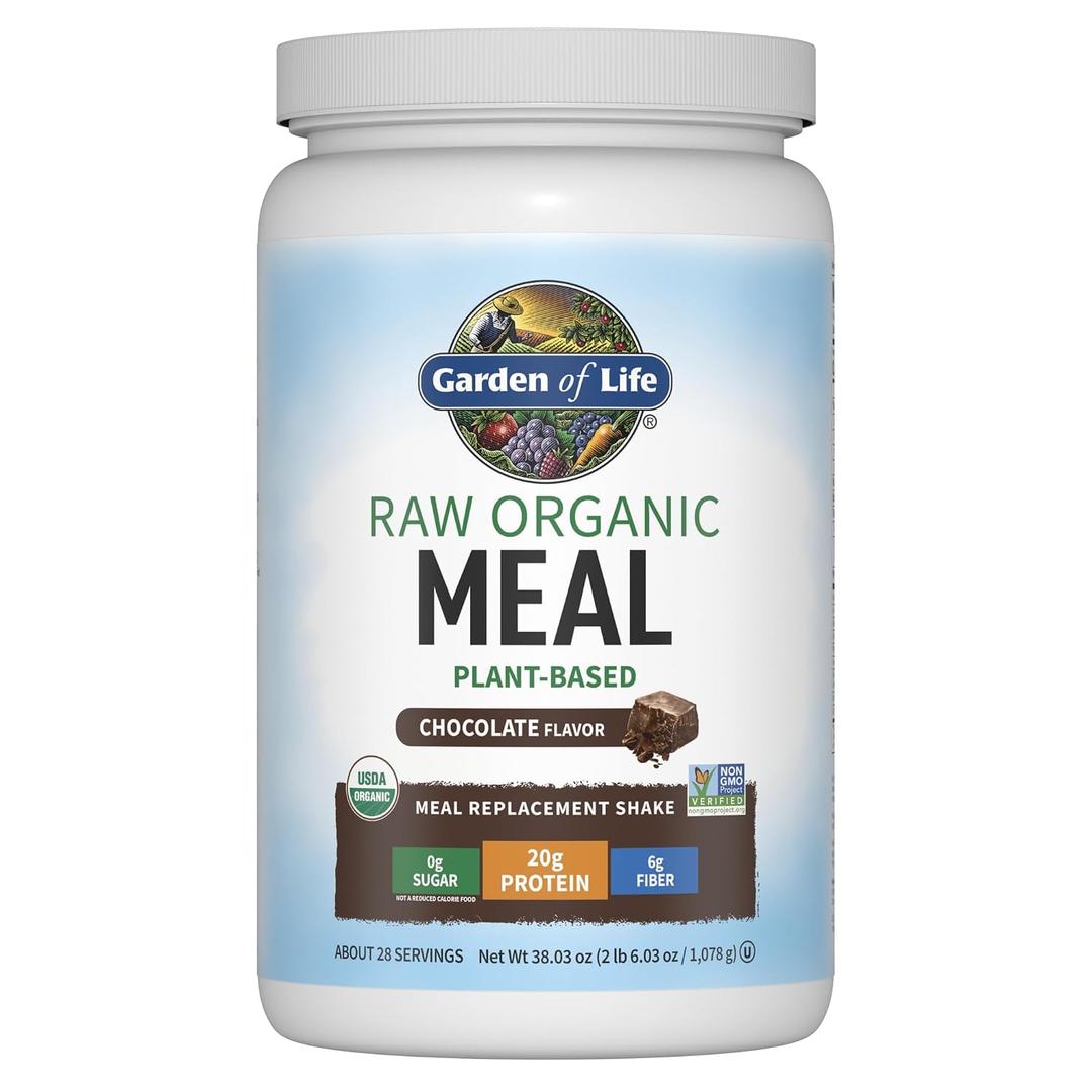 Garden of Life Meal Replacement Shakes, Raw Organic, Chocolate Protein Powder with Plant Based Pea Protein, Sprouts, Greens, Probiotics, Dairy Free 28 Servings (EXP 01/31/27)