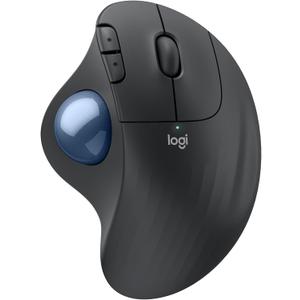 Logitech Ergo M575S Wireless Trackball Mouse, Wireless Ergonomic Mouse with Bluetooth and Encrypted Dongle, Comfortable Thumb Control, Precise and Smooth Tracking, for PC/Mac - Graphite Blue Ball