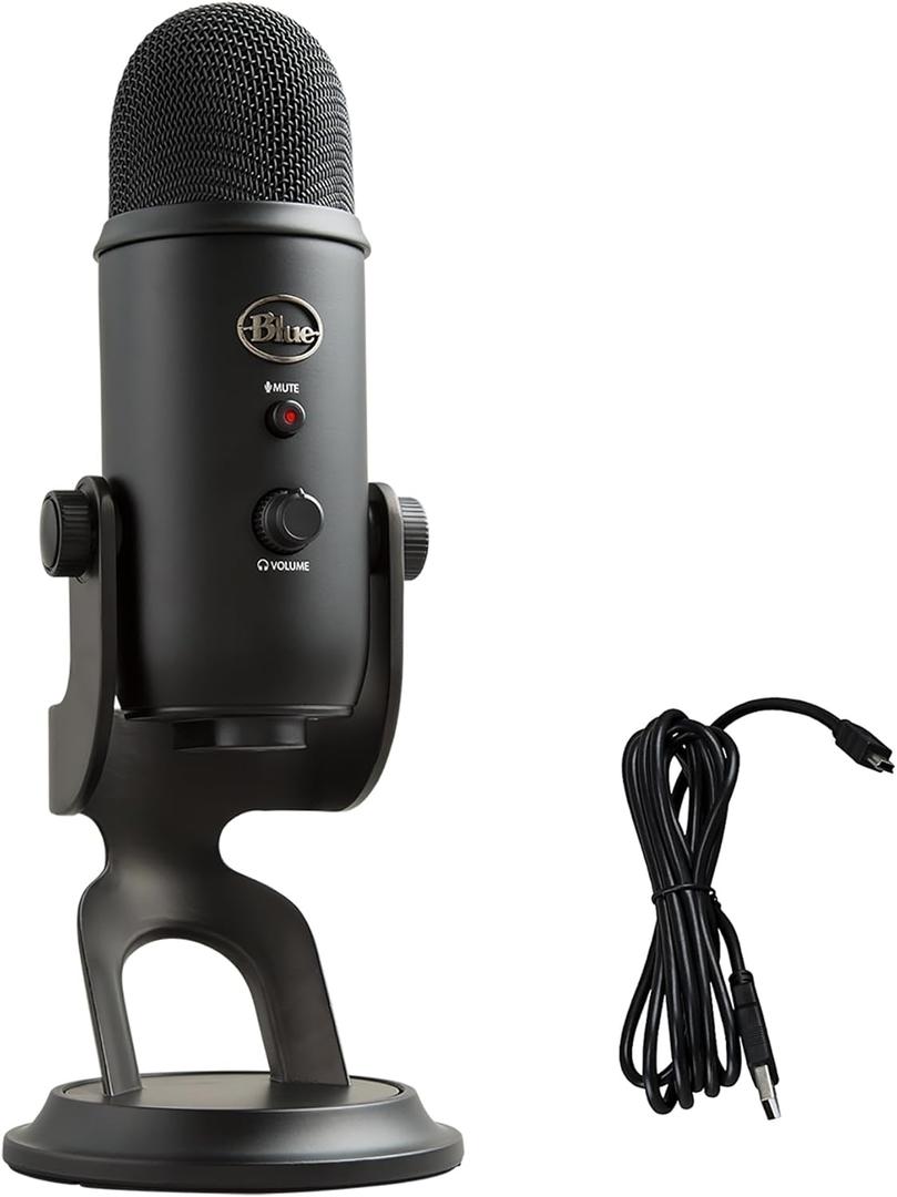 Logitech for Creators Blue Yeti USB Microphone for Gaming, Streaming, Podcast, YouTube, Discord, PC, Studio Sound, Plug & Play-Blackout