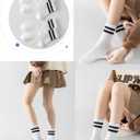 YUWELL Womens Striped Crew Socks, Cotton Cozy Casual Socks for Women 4 Pairs, Size 5-10