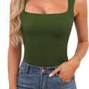 OwnTime Womens Square Neck Tank Tops Dressy Summer Sleeveless Shirts Sexy Going Out Fitted Trendy Tops T Shirts Blouses (M)