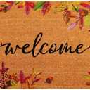 Juvale Fall Leaves Coir Welcome Mat - Indoor & Outdoor Fall Door Mat - Low Pile Dirt-Trapping Autumn Doormat - 36 x 24 in, Multi-Color