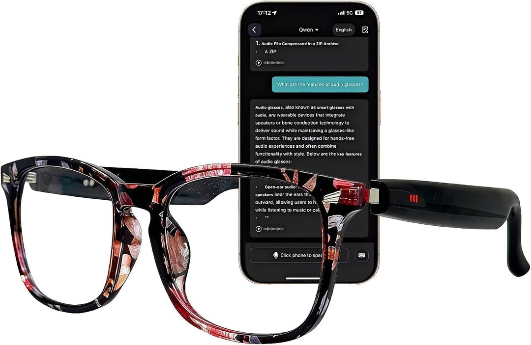 AI Smart Wireless Bluetooth Translation Glasses for Men/Women with Speakers/Bluetooth&140+ Languages Translation Sports/Travel/Drive/Busniess (C3+AI+Color Change Lenses+BaoHua)