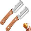 2 Pack Multi-Functional Vegetable Peeler, 3 in 1 Multi Functional Wooden Handle Peeler and Bottle Opener, Kitchen Gadgets Tool for Fruit Pumpkin Peeling Potato Carrot Veggie Peeler