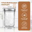 12 oz/350 ml Clear Glass Storage Canister with Airtight Lid, 4 Pack Cute Decorative Mason Container Jar for Salad, Overnight Oats, Snacks, Yogurt, Cereal, Fruit, Spice, Sugar, Coffee