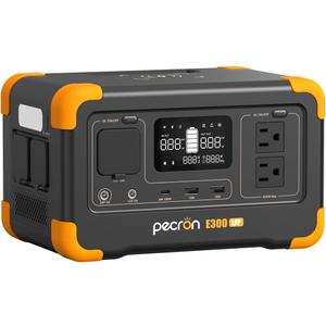 PECRON Portable Power Station E300LFP, 288Wh Solar Generator, 2 Up to 600W AC Outlets Generator, LiFePO4 Battery Fast Charging, Power Station for Home Use, RV, Camping(Solar Panel Optional)