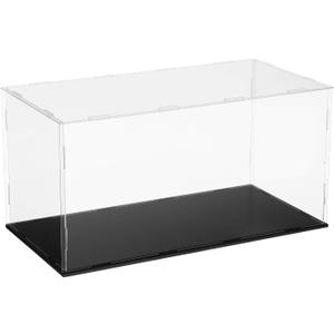 uxcell Acrylic Clear Display Case for Collectibles Self-Assemble Display Clear Boxes with Black Base Dustproof Countertop Storage Box for Collectibles Action Figure, 15.7 x 7.9 x 7.9 Inch