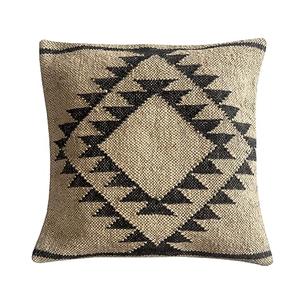 Shivanifashions Kilim Pillow Cover Vintage Square Cushion Handwoven Pillow Case Ethnic Pillow Cover 18 X 18 Indian Jute Decorative Pillow Home Decor Pillows (White & Black)