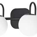 Vintage Bathroom Light Fixtures 4-Lights Black Mid Century Vanity Lights with Milk White Glass Globe Shade Vintage Wall Sconces Lighting Bath Vanity Lights Bar Over Mirror(Exclude G9 Bulb)