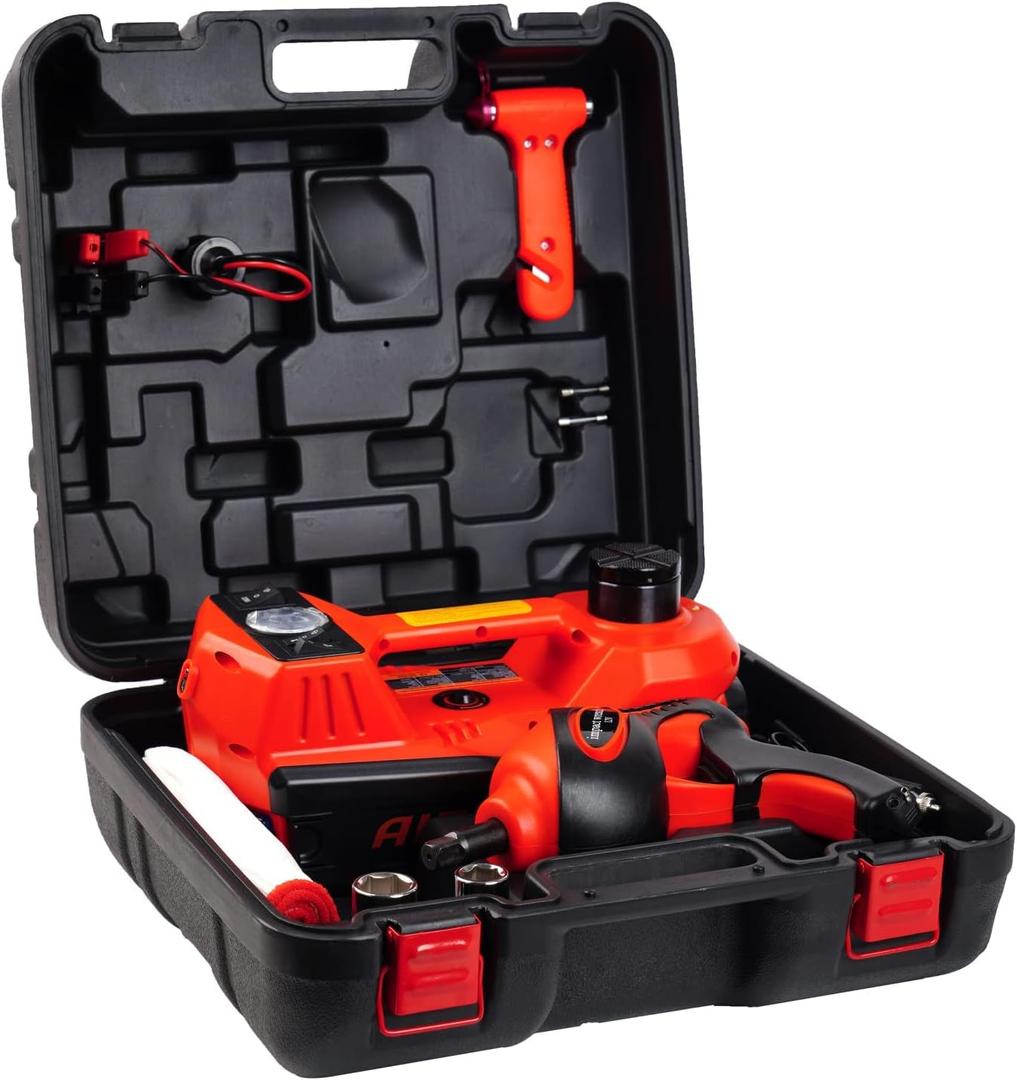STANDTALL Electric Car Jack Kit 5 Ton 12V Electric Jack for Car with Impact Wrench and Tire Inflator Pump for SUV Sedan Truck Change Tires Garage Repair