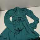 Nova In Sky Sexy Cute Wrap Dress for Woman V Neck Long Sleeve Empire Tie Waist Ruffle Flowy Party Dresses Dark Green S