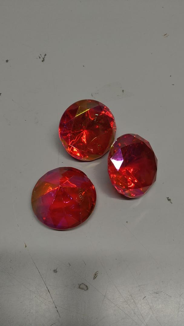Allstarco 3PCS 60mm Red Ruby AB Extra Large Acrylic Diamond Confetti AB Coating for Table Scatter Wedding Decorations Vase Fillers Individually Wrapped
