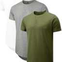 Comdecevis Mens Short Sleeve T-Shirts Crewneck Curved Hem Cotton Tees Hipster Hip Hop Longline Shirts (M)