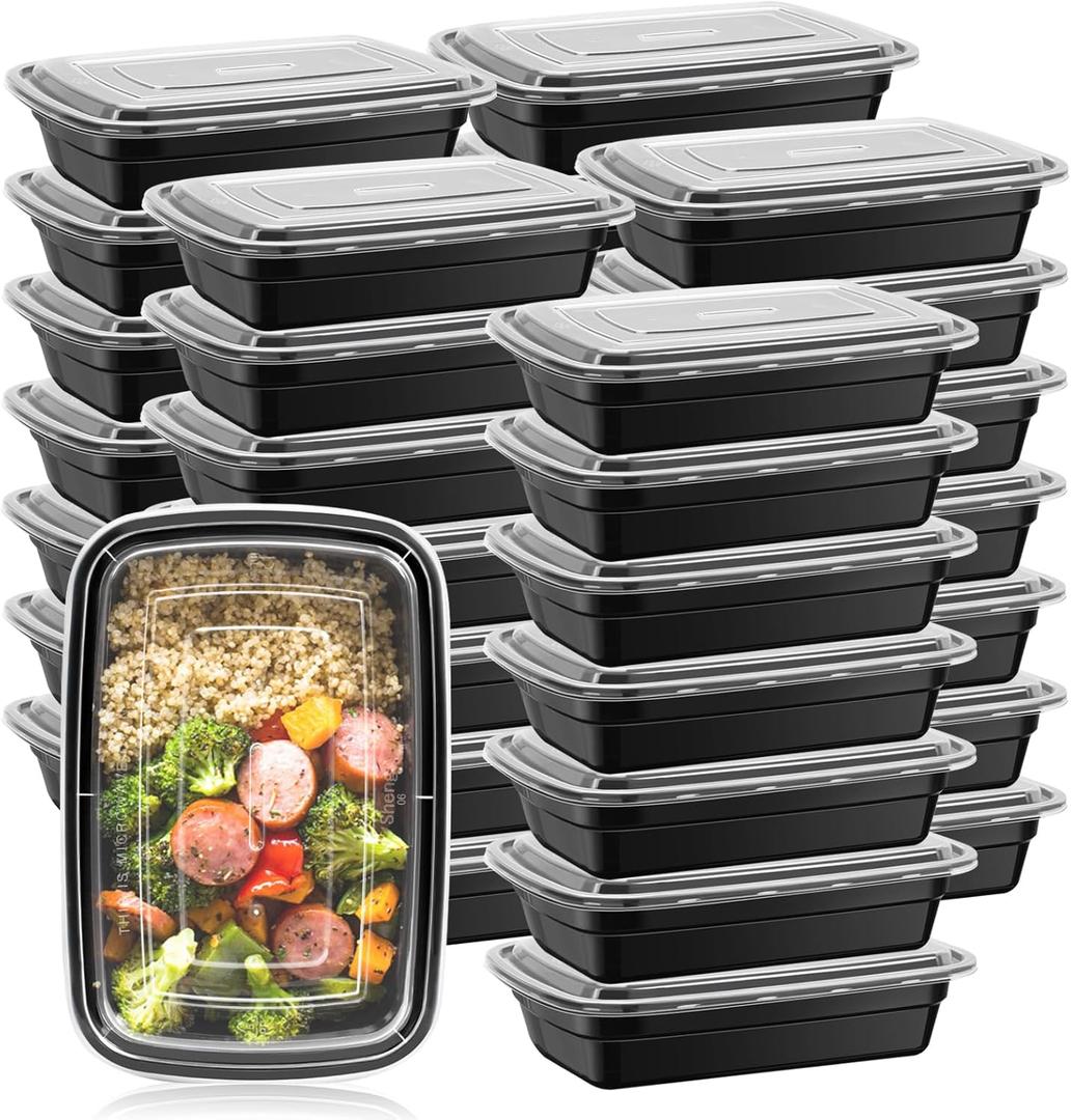 50 Pack 32 oz Meal Prep Container,Lunch Bento Fruit Box with Lids,Portable Lunch Food Storage Containers Kitchen Food Take-Out Camping Picnic Box Microwave Dishwasher Freezer Safe