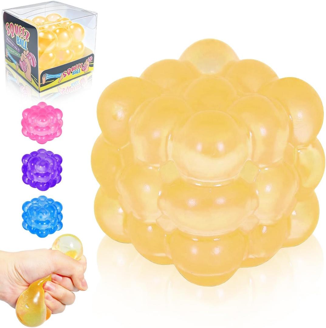 2 x Squishy Stress Cube, High Density Stress Cube Fidget Toys, Slow Rising Sensory Stress Balls for Autism, Kids and Adults, Sugar Squishy Toys for Classroom Prizes, Cube Squishy for Party Favors (yellow)