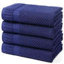 DIGEU 100% Cotton Bath Towels for Bathroom, Highly Absorbent Bath Towels Set Quick Dry, Luxury Soft Towels for Hotel (4, Navy Blue)