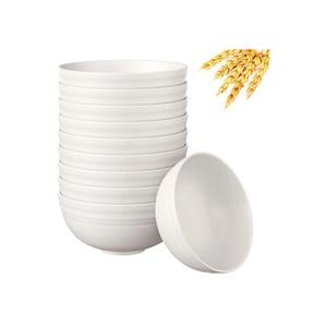 Quatish  24 PCS Unbreakable Cereal Bowls,Dishwasher & Microwave Safe Wheat Straw Bowls, Easy-to-Clean Lightweight Desserts & Soup Bowl, Portable for Picnics ，Snack Plastic Bowls Set,Beige