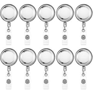 10 Pack Heavy Duty Retractable Badge Holder Reel Metal ID Badge Reel with Alligator Clip Badge Holder Retractable Clip Lightweight Strong Badge Reel for Nurses Professionals Students Teachers Office