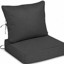 22x22 Outdoor Chair Cushions, Waterproof Deep Seat Cushions for Patio Furniture with Removable Cover, Fade Resistant 4'' Outdoor Seat Cushion w/Ties&Handle for Sofa Loveseat, Black, 1 Set