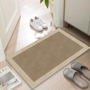 Ultra Thin Door Mat Indoor Entrance, 1/10 in Thin Door Mats for Inside Entry, Non-Slip Rubber Backing Washable Doormat, Fade Resistant, Absorbent, Low Profile Dirt Trapper, 30"X17",Brown (1'5" x 2'6" (Rectangular), Twilight Citrus)