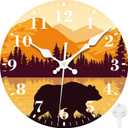 Wall Clocks Battery Operated, Bear and Forest Silent Non Ticking Decorative Indoor Outdoor Wall Clocks for Living Room Kitchen Bedroom Bathroom 12"