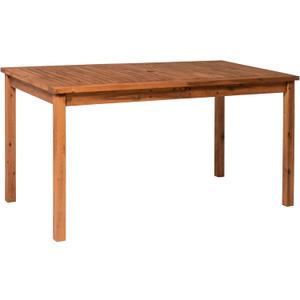 Walker Edison Dominica Contemporary Slatted Outdoor Dining Table, 34 Inch, Brown