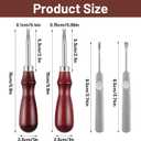 Molain 2 Pcs Leather Edge Skiving Beveler, 2 Pcs U/V Shaped groovers Leather Edge Beveler Tool, Wood Handle Stainless Steel Head Burnisher Leather Working Tools for DIY Craft 1.0mm & 1.5mm (3# + 5#)