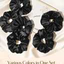 Yanibest 8 Pcs Satin Scrunchies - Silk Scrunchies Ponytail Holders, Soft Satin Hair Ties No DamageHair Accessories for Women Girls (Black)