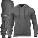 Men's Tracksuit 2 Piece Hoodie Athletic Jogging Sweatsuits for Men Casual Sports Long Sleeve Pullover Suit Set (Large, Dark Grey)