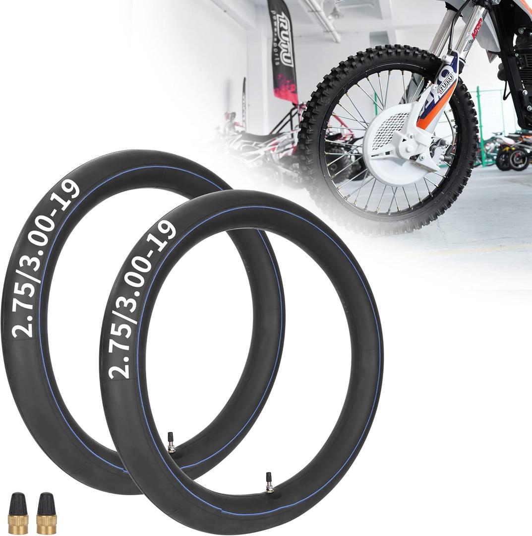 (2-Pack) 2.75/3.00-19 70/100-19 Inner Tube Replacement for CRF KLX TTR125 KX100 Pit Dirt Bike Motorcycle Motocross, TR4 Straight Valve Stem