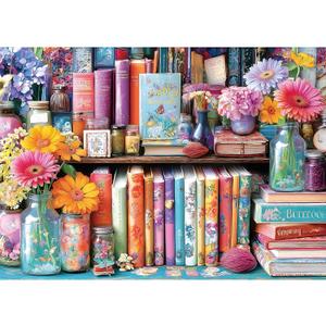 Vibrant Book Nook 1000 Piece Puzzle for Adults, Fun Puzzles for Adults 1000 Pieces with HD Print & Poster, 27.5 * 19.7 in Dust Free, for Gifts Halloween Christmas Family Games Lovers