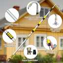 Buyplus 16FT(24FT Reach) Telescopic Gutter Cleaning Tools from The Ground, Rain Gutter Cleaners Tool with 360Rotatable Metal Nozzle, Extension Pole, Hose Attachment, Watering Wand for Garden Hose