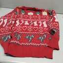 Women's Christmas Snowflake Pattern Knitted Sweater Long Sleeve Pullover Sweater Red, M