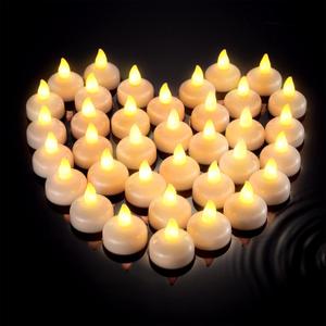 Honoson 36 Pcs Valentine's Day Flameless Floating Candles Waterproof LED Water Tealights Warm White Floating Candles Battery Operated for Valentine Wedding Party Pool Home Decorations(Yellow Light)