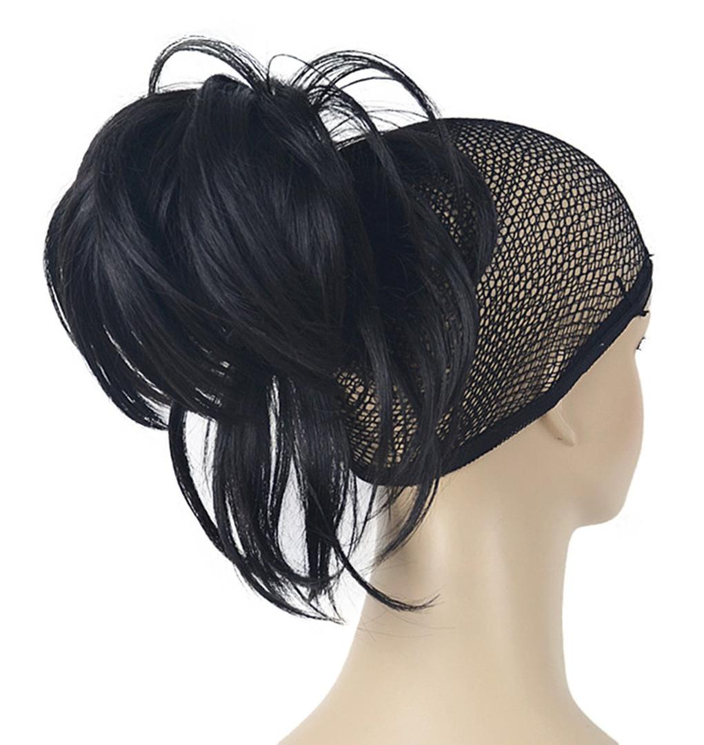 Lydell Adjustable Messy Style Ponytail Hair Extension Synthetic Hairpiece with Jaw Claw (Natural Black)