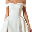 LAGSHIAN Women's Summer Classy Formal Sleeveless Off Shoulder A-line Cocktail Party Mini Dress (White, L)
