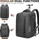 2-in-1 Detachable Carry On Rolling Backpack - Splits into Two Bags for Travel, 50L Wheeled Backpack with 17.3 Padded Laptop Sleeve, USB Charging Ports, TSA Lock, Waterproof Luggage Suitcase, Large
