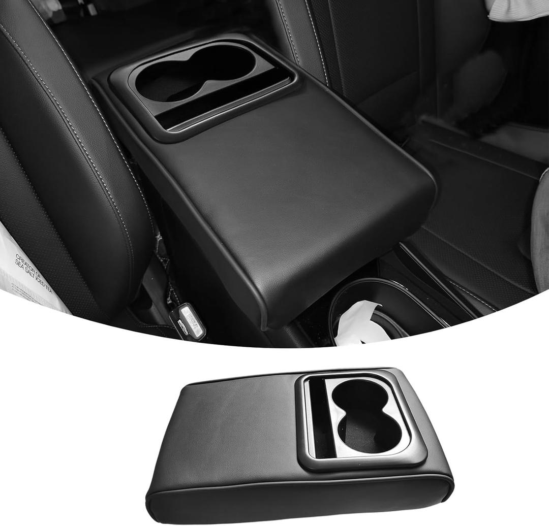 QianBao Car Center Console Armrest Box Booster Cushion with Cup Holder Mobile Phone Storage Armrest Booster Pad Protector Universal for Most Car Black