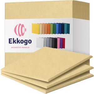 Acoustic Panels 12-Pack Soundproof Wall Panels 12"X12"X0.4" Sound Panels High Density Sound Dampening Panels - [Cancun Sand Square]