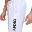 DKNY Mens Stretch Quick Dry Volley UPF 40+ Protection Swim Trunk (Medium, White)