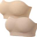 LetsJoli Push Up Strapless Bras for Women Supportive Bandeau Bra Non Slip Wireless No Underwire Padded Tube Bra (Beige, S)