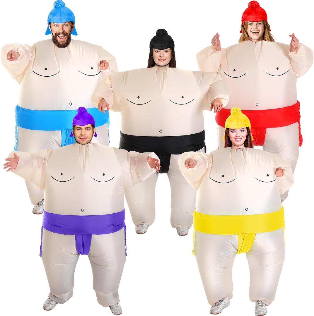 Unittype 5 Pack Inflatable Sumo Costume Adult Kids Wrestling Suits Inflatable Halloween Costumes for Cosplay Party