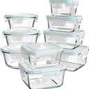 AILTEC Glass Food Storage Containers with Lids, [18 Piece] Glass Meal Prep Containers, Containers for Food Storage with Lids, BPA Free & Leak Proof (9 Lid & 9 Container)