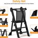 COSYLAND Foldable Toddler Kitchen Stool Helper - Height Adjustable Standing Tower for Bathroom Sink or Kitchen Counter - Step Stool for Toddlers Ages 18 Months to 6 Years Black