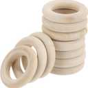 MECCANIXITY 100pcs 1.2" Unfinished Wooden Rings Smooth Natural Wood Macrame Rings for Curtain Connectors DIY Crafts Knitting Decoration Jewelry Making