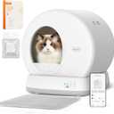 MeoWant Self-Cleaning Cat Litter Box, Integrated Safety Protection Automatic Cat Litter Box for Multi Cats, Extra Large/Odor Removal/APP Control Smart Cat Litter Box with Mat & Liner