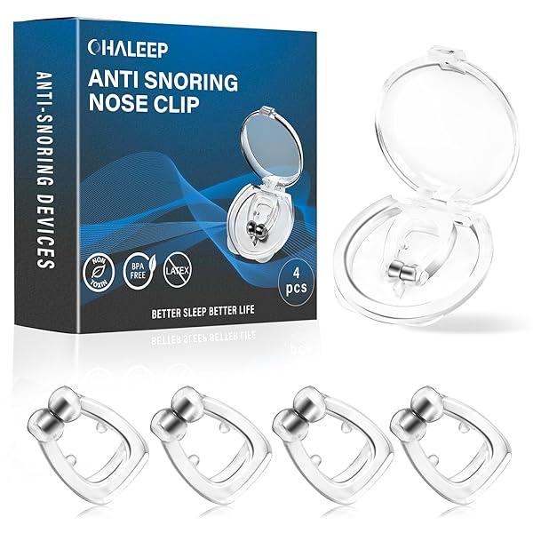 OHALEEP Anti Snoring Devices, Snore Stopper with Adjustable Magnet, Silicone Nose Clip Stop Snoring, Effective to Relieve Snoring, Snoring Solution for Comfortable and Quieter Sleep, Clear, M