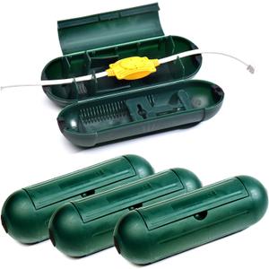 4 Pack Extension Cord Protective Cover Set (Green) | Indoor Outdoor Water-Resistant Holder for Holiday String Lights, Plugs and Wires | Capsule Shaped Protector with Large Compartment