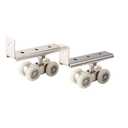 AWEN 2pcs 4-Wheel Metal Sliding Track Wheel Set Hanger Ball Bearing Pulley Kit for Wardrobe Closet Barn Door(Wheel 19mm/0.75")